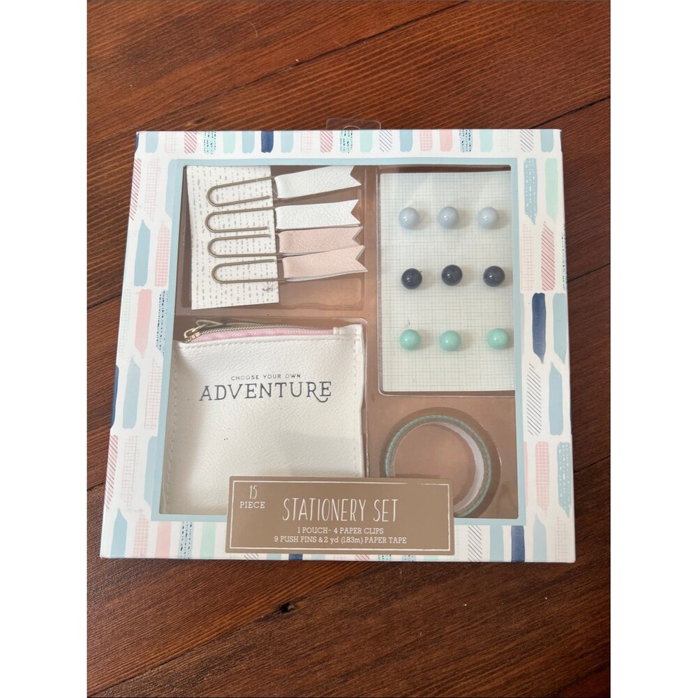 Adventure Stationery Set - White Pouch with Pastel Pink & Mint Accents